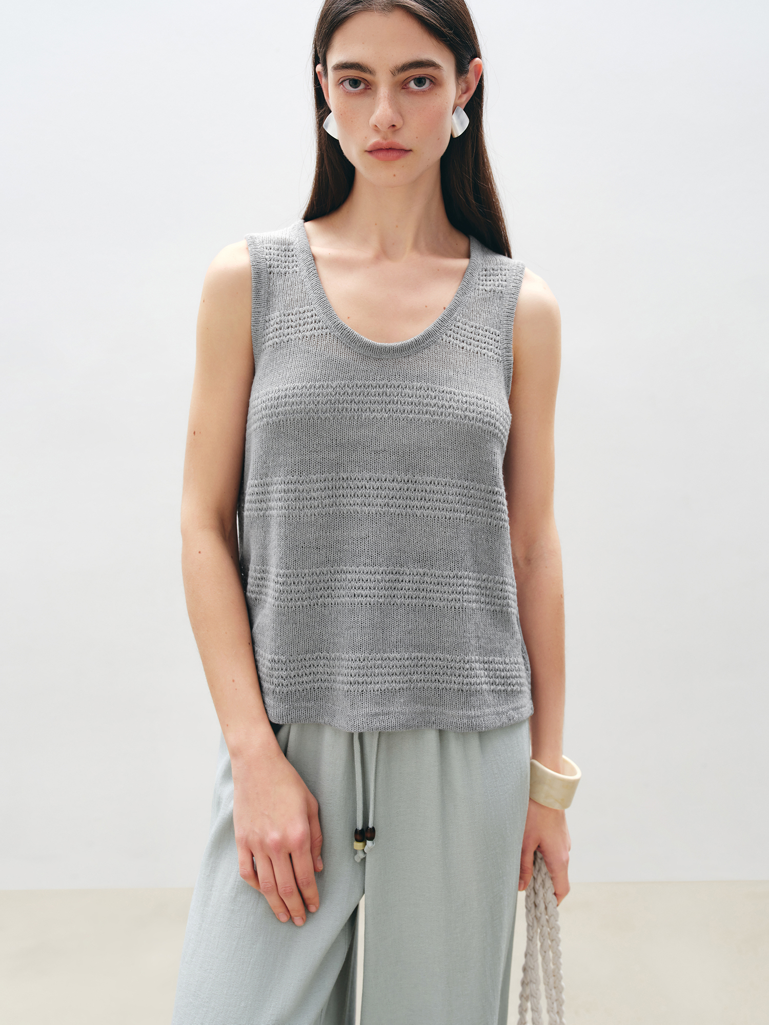 Ziqiao petite-størrelse folkestil strikket vest afslappet buksedragt dame sommermodel 25 zq 92075: Xs / Rød
