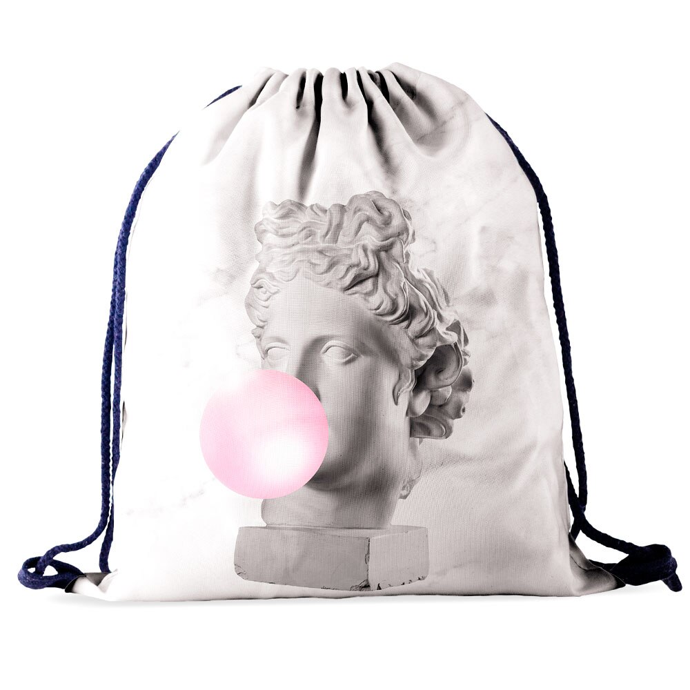 Who care-Bolso de lazo de dibujos animados para mujer, bolsa de compras portátil con estampado 3D de búho para zapatos, mochila de gimnasio de para viaje: D0011MB10