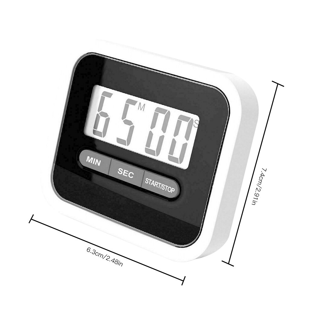 LCD Digital Display Timer Multifunctional Portable Kitchen Timer With Alarm Countdown Function Cook Timer 0-99:59: Black