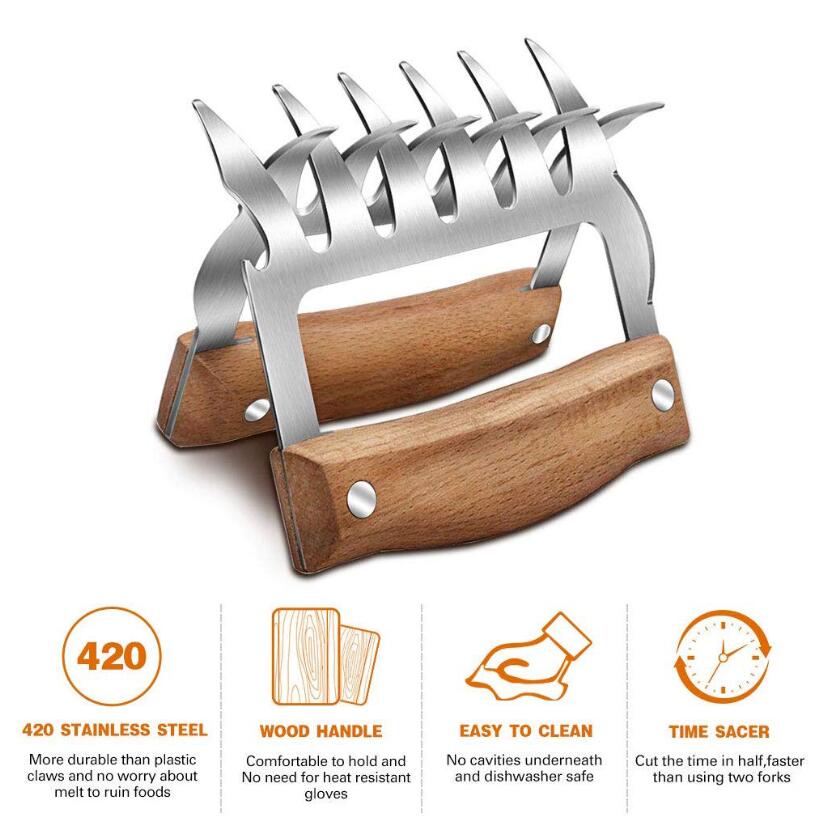 1pc udendørs grillgafler, strimlet bjørneklo, træk strimlet svinekødklemme, manuel stegegaffel, køkkenredskabstilbehør, grillværktøj