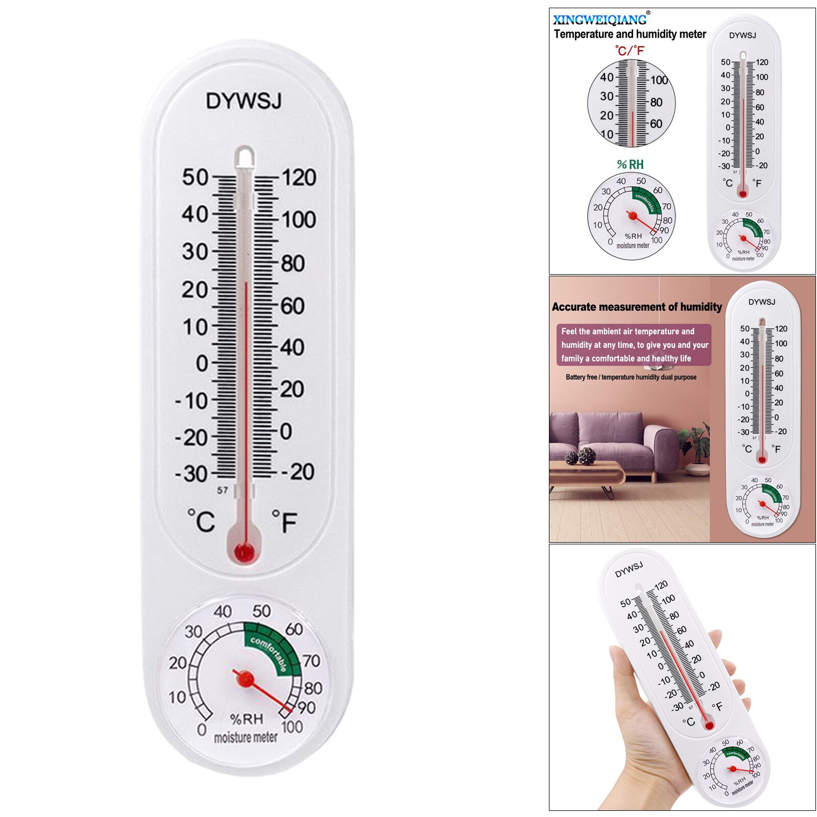 Plastic Thermometer & Hygrometer Meet Indoor Kamer Luchtvochtigheid Temperatuur Gauge Voor Planten Kamer