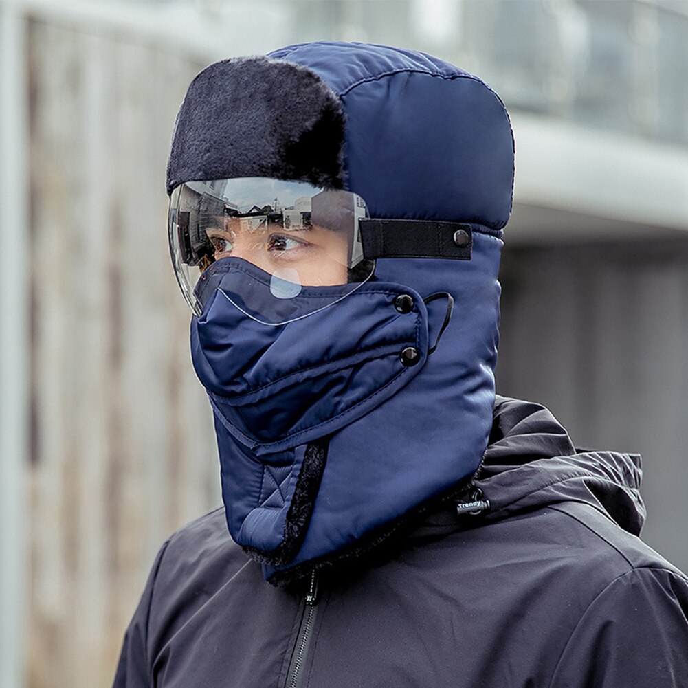 Winddicht Verstelbare Afneembare Gezicht Cover Outdoor Fietsen Camping Bomber Hoed Warm Houden Waterdichte Winter Volwassenen Met Bril: 3