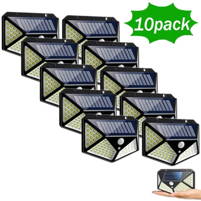 1/2/4/6/10 pièces 100 LED applique solaire 4 côtés lumineux avec capteur de mouvement extérieur jardin cour étanche applique murale: Sunny Jaune