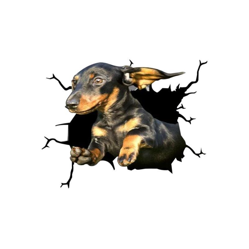 1pc Car Sticker Dog Head Crack Home Motorcycle Wall Windows Decoration Sticker Husky Bulldog Crack Toilet Sticker Fridge Sticker: 06