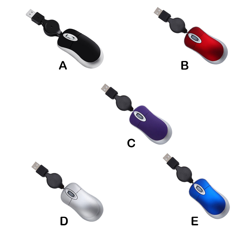 Komputerowa mysz z 3 przyciskami Mini przewodowa mała ręka Wysuwany kabel USB Regulowana skalowalna mysz do gier Office Kids