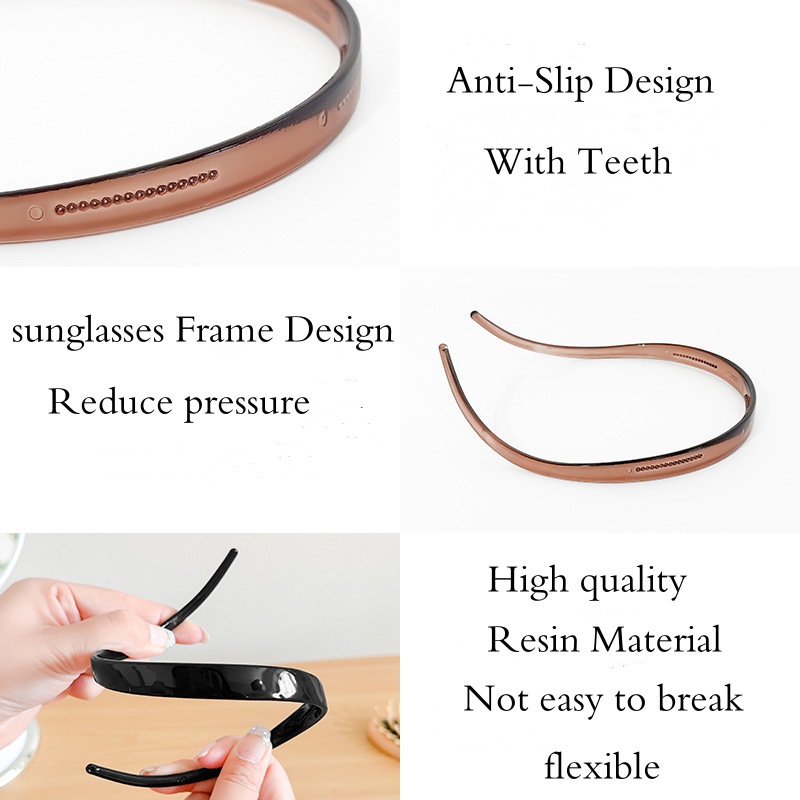 Nueva gafas de sol forma de marco diademas acrílicas para mujeres diadema dentada aro de pelo antideslizante accesorios para el cabello de