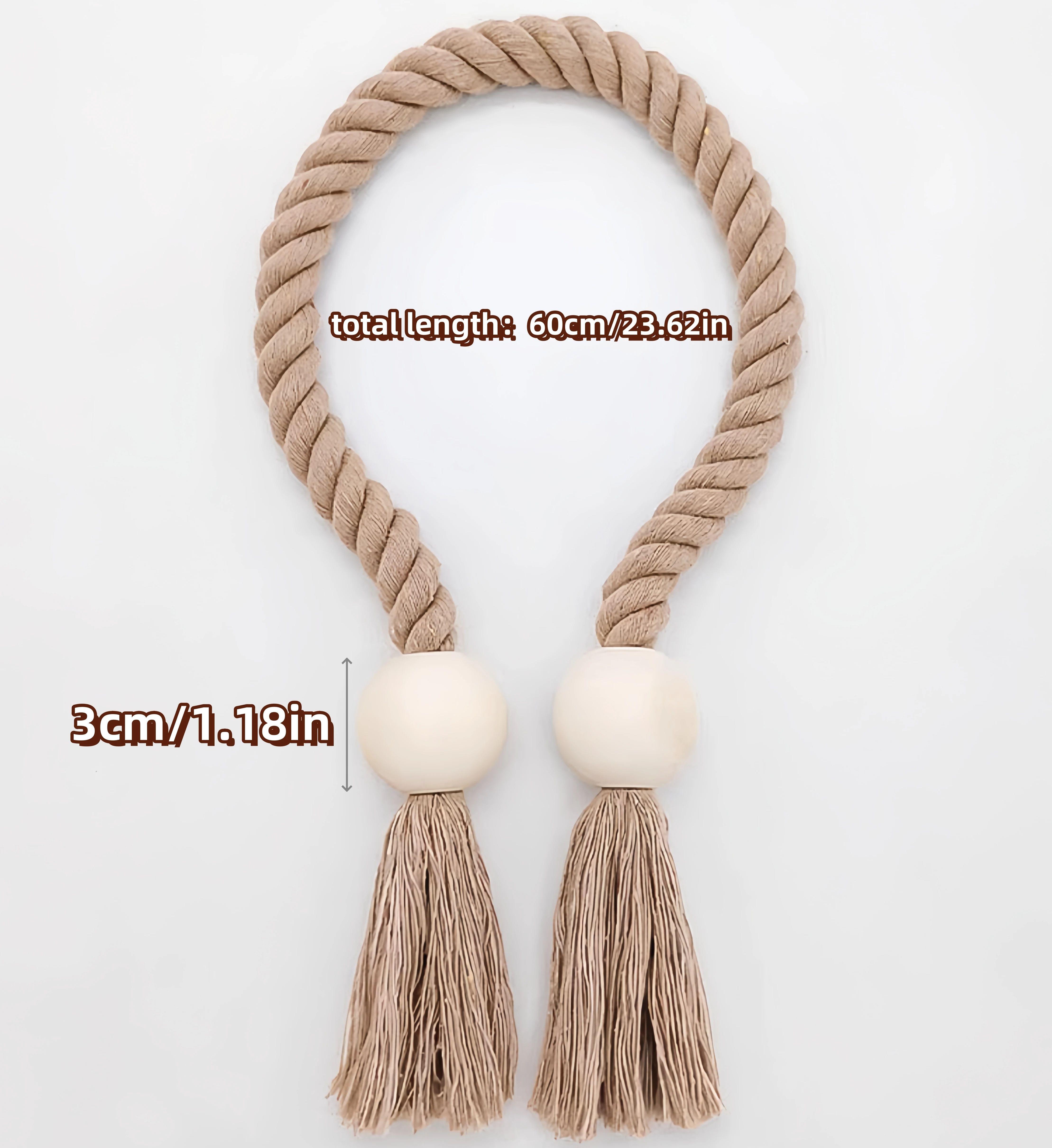 Amarre de cortina con nudo magnético de madera maciza tejido a mano con estilo Boho, adecuado para la decoración del hogar de la sala de estar y el dormitorio.