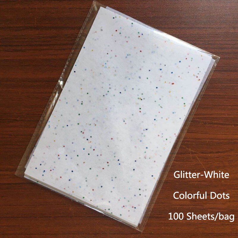 100 arkuszy/worek A5 papiery do pakowania Retro kolorowy nadruk bibułka zakładka pakowanie prezentów papiery kwiatowy prezent opakowanie DIY: White-Colorful Dots