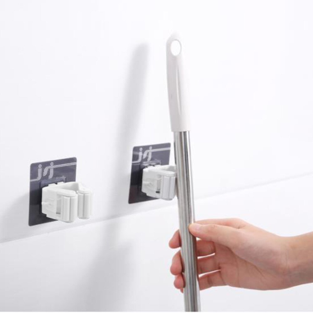 Self-Adhesive Sweep Broom Mop Pole Handle Holder Clip Bathroom Multi-functional Seamless Mop Hook Clip