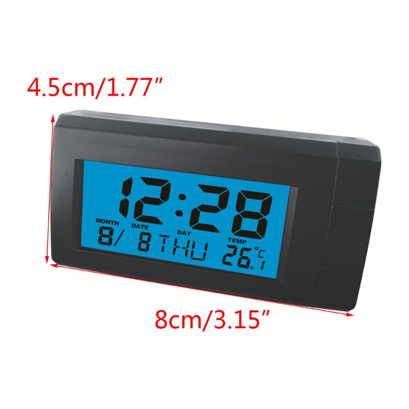 Auto Thermometer Met Achtergrondverlichting Functie Digitale Klok Auto Indoor Temperatuur