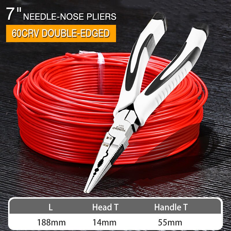 6 " 7 " 8 " multifunctionele tang met lange neus, hoge hardheid roestvrij staal, punttang: 7-1