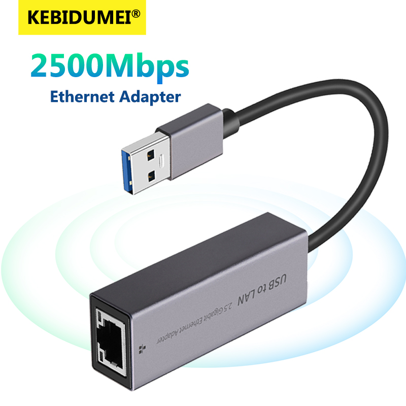 2.5G USB Ethernet Adapter 2500Mbps USB3.0 Lan Network Card USB C to RJ45 Internet Adapter for Laptop PC Windows Mac OS USB-A/C