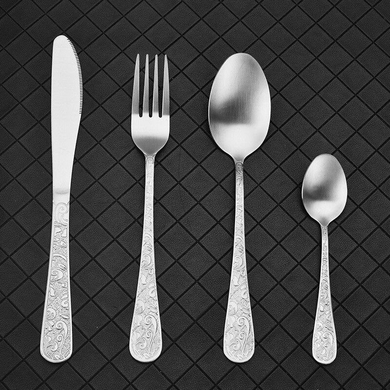 Ensemble de couverts en acier inoxydable de , couteau, fourchette, cuillère, soulagement du Steak, décoration de cuisine à domicile, pour amis