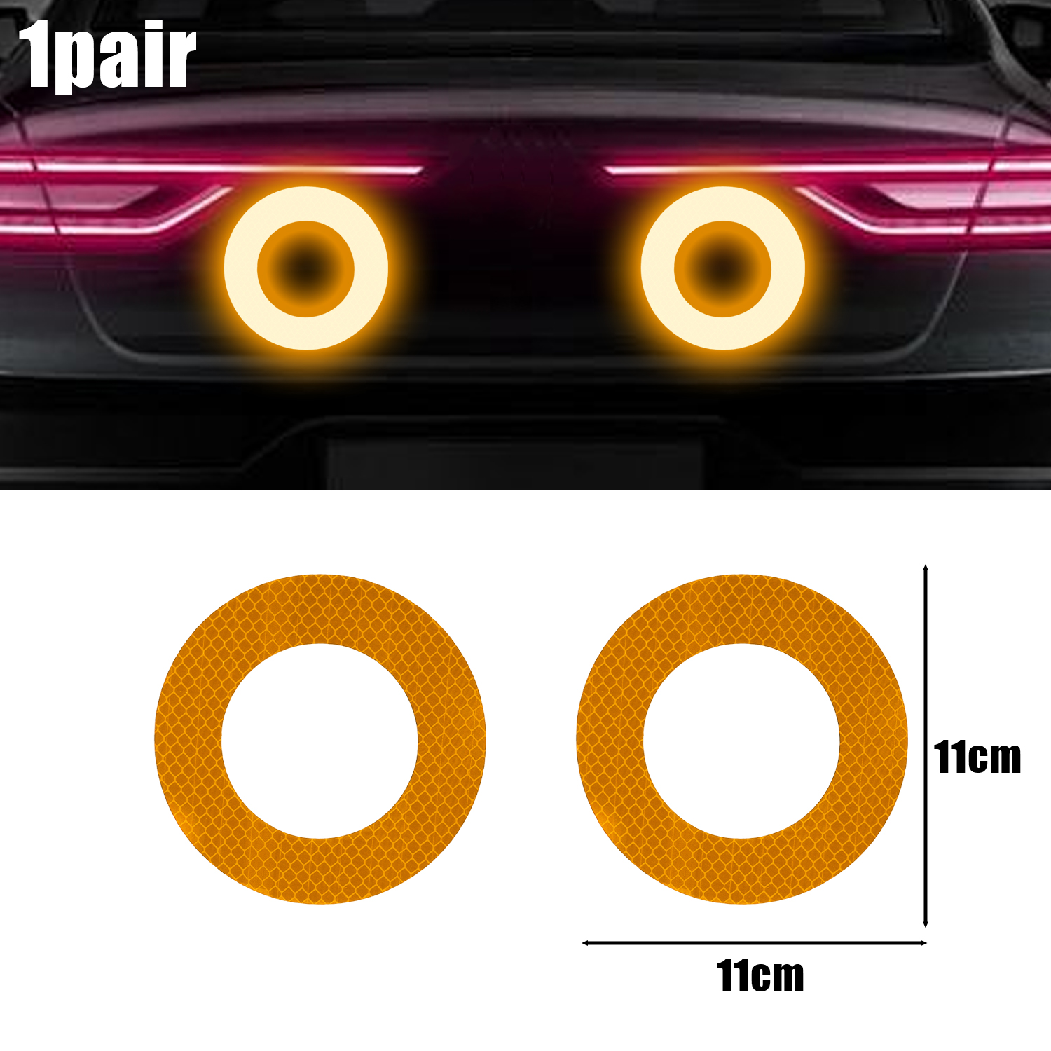 2 uds pegatina reflectante para coche pegatinas para parachoques trasero Aoto pegatina de seguridad antiarañazos accesorios exteriores tiras reflectantes: Rojo