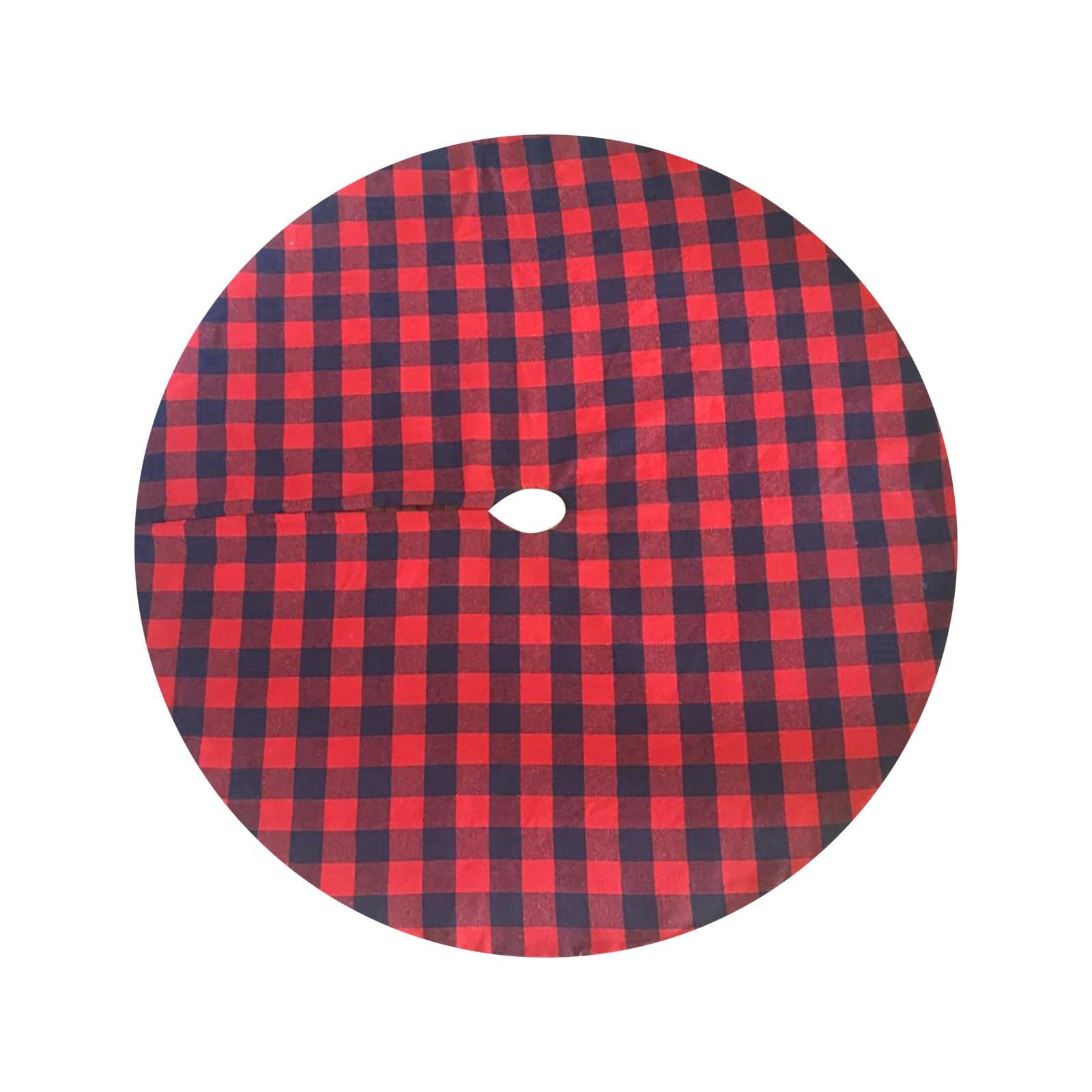 Jupe pour arbre de noël, tapis à carreaux de buffle rouge et noir, 90cm, décorations pour sapin de noël: red