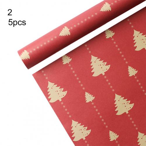 5Pcs Packing Paper Disposable Eco-friendly Practical Lovely Pattern Printed Kraft Christmas Wrapping Paper for Festival: 2