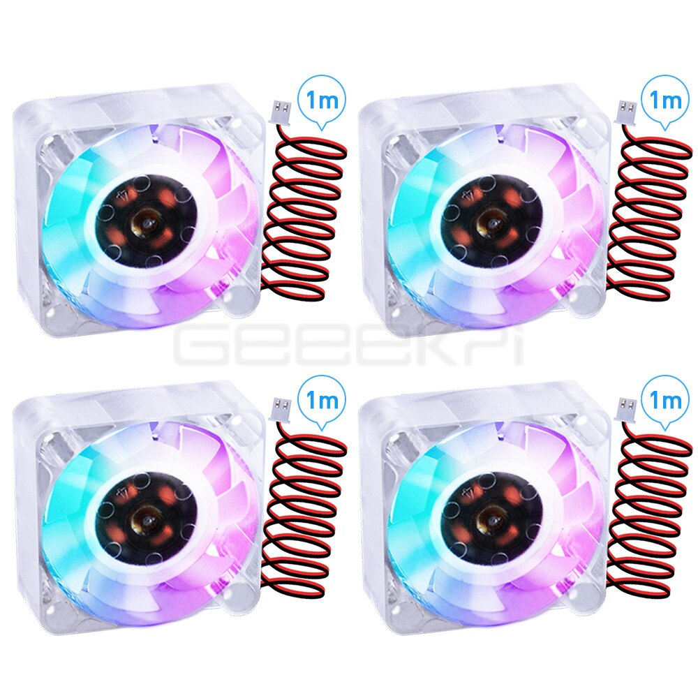 GeeekPi 4 Lots/PCS 4010 DC 24V RGB ventilateur de refroidissement 40MM 4CM 40*40*10mm ventilateur de refroidissement avec 1M câble pour imprimante 3D