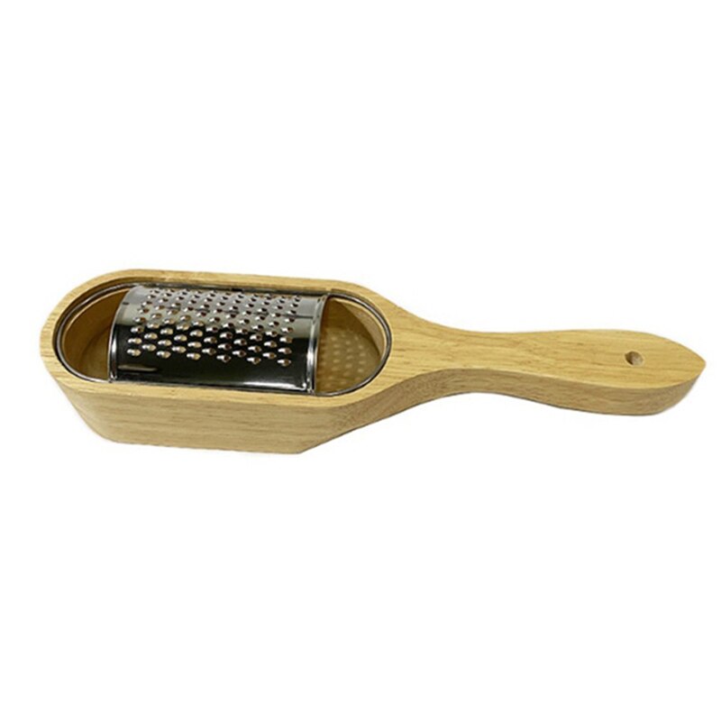 Stainless Steel Cheese Grater with Removable Acacia Wood Collector Cheese Grater with Box Cheese Tools