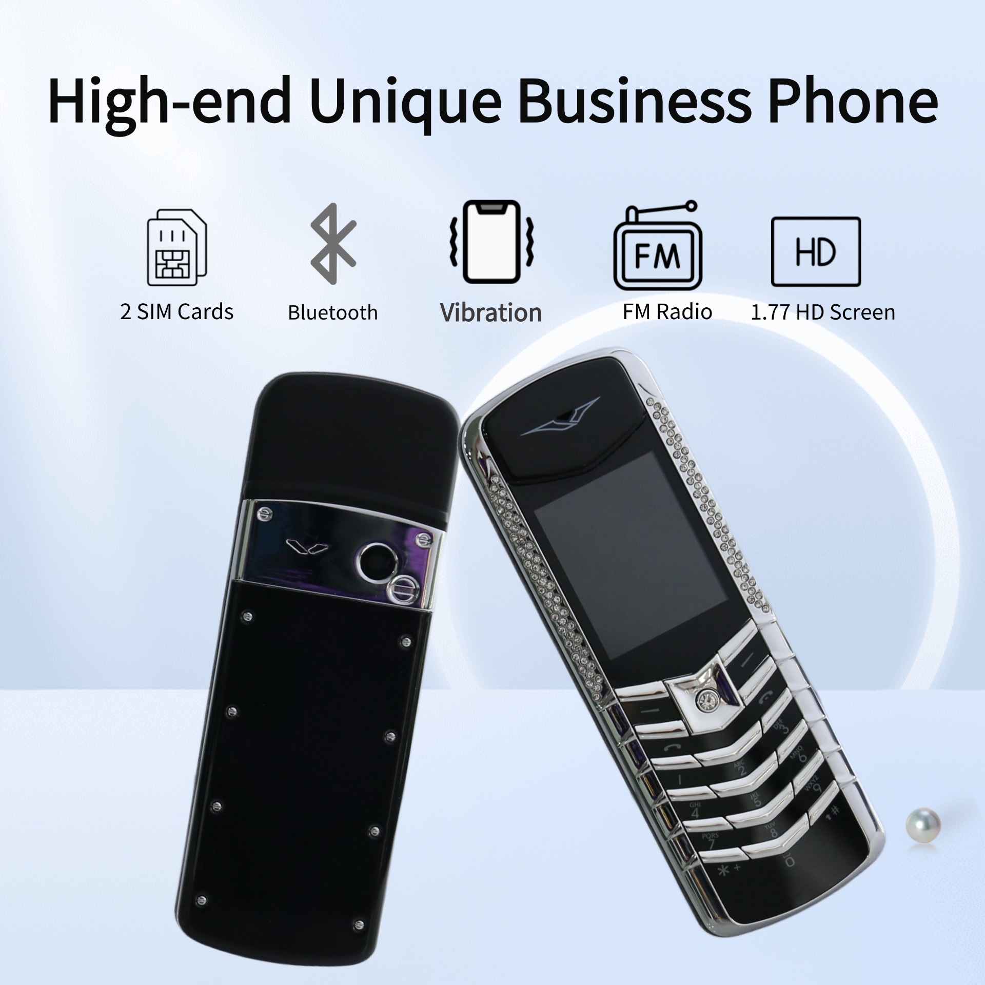Assinatura clássica do telefone móvel para idosos ultra fino dois cartões sim trocador de voz bluetooth dial botão blacklist portátil