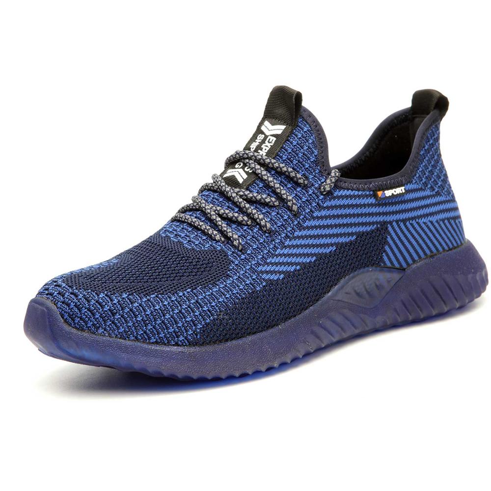 Suadex men aço toe sapatos de trabalho segurança respirável leve confortável construção industrial sapatos antiderrapante punctura: Blue-605 / 46