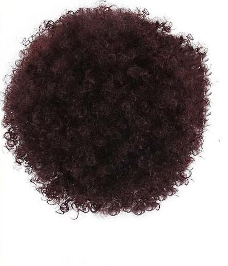 Blice 9inch Synthetic Curly Hair Ponytail African American Short Afro Synthetic Drawstring Puff Ponytail Hair Extensions: #99J