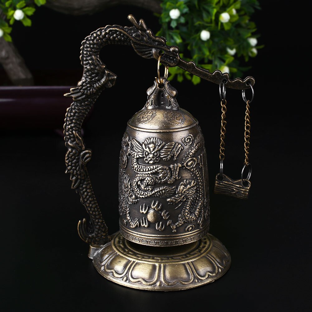 Buddhist Bell Temple Brass Chinese Brass Bronze Bell Statue Carving Dragon Statue Lotus Dragon Bell Bronze Bell Art Statue Bell