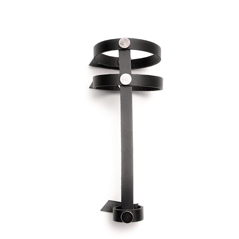 Brazaletes de cuero estilo Punk negro a la para mujer, brazalete para mujer, largo ajustable, bohemio, vacaciones, joyería masculina Punk Pulseir: 1