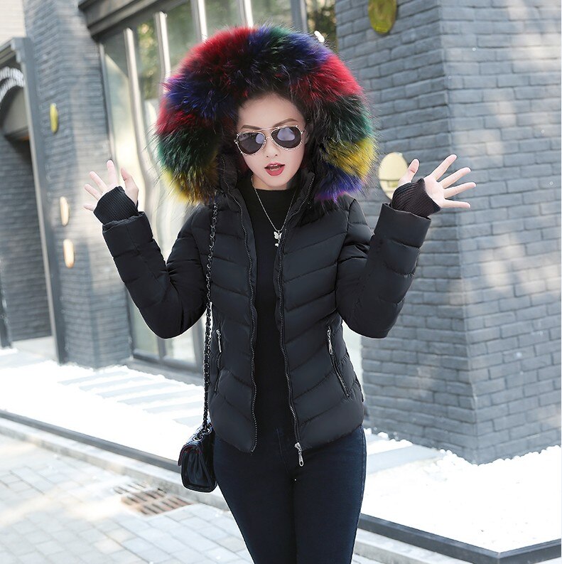 Parka vestes en duvet pour femme, manteaux, blouson femme multicolore, col en fourrure artificielle, à la , veste d'extérieur