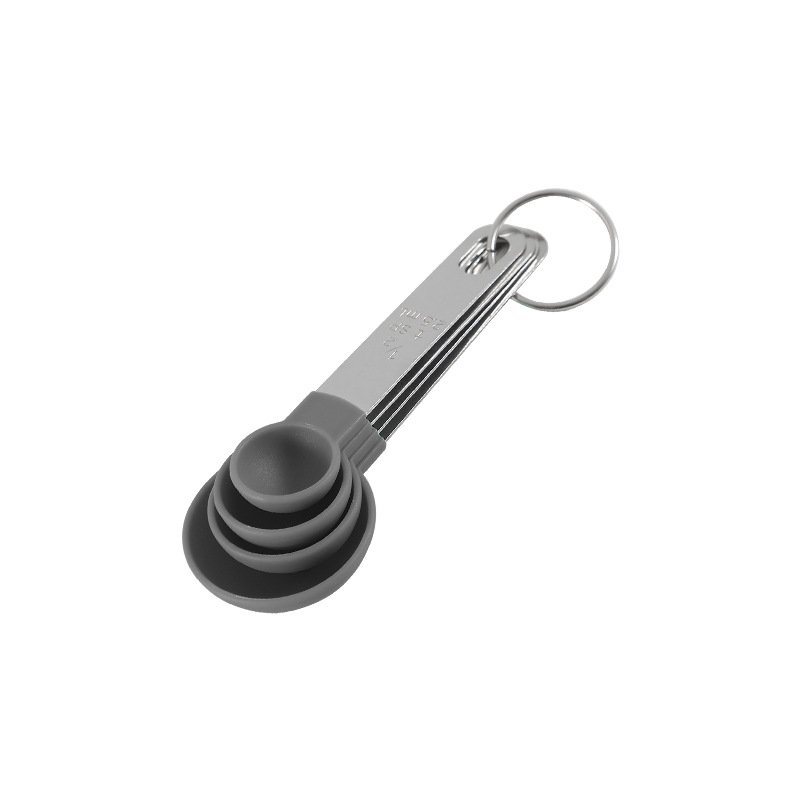 4Pcs/8Pcs Measuring Cup and Spoon Multipurpose Spoon Cup Measuring Tool Baking Accessories Stainless Steel Handle Kitchen Gadget: Gray Spoon