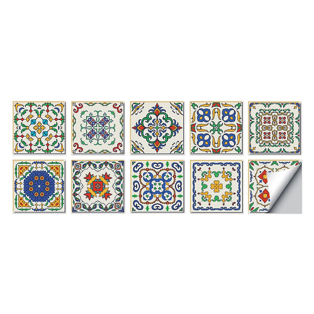 Baroque noir et blanc motif carrelage autocollants salle de bain toilette étanche mur décor Mural: HT005 / 20cmX20cm