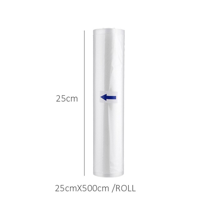 Elintarvikkeiden tiivistepussit rullat elintarvikefoliolle bpa-vapaa pussi elintarviketyhjiötä varten keittiön tyhjiöpussit ruokaa varten 12+15+20+25+28cm*500cm: 25cm