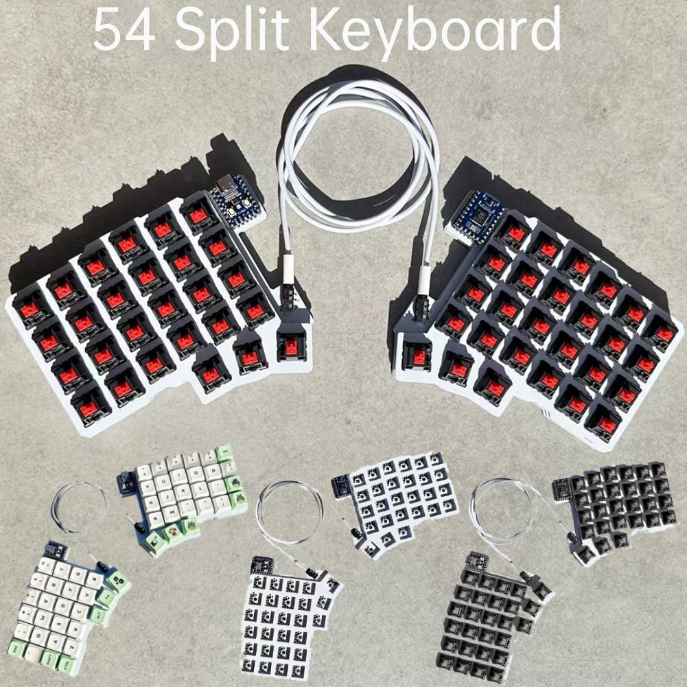 54 Split Keyboard Wired Swap Support QMK/VIAL Keyboard Single Mode Connection Customized Keyboard RP2040 Zero Board Control