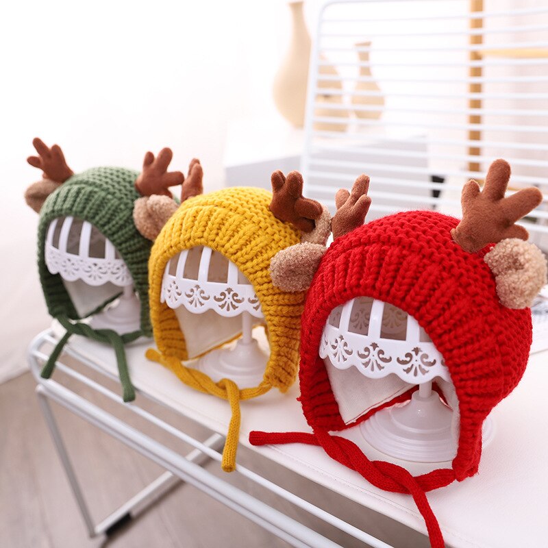 Gorro para bebé con orejas de alce, gorro cálido de punto para bebé, niño y niña, gorros de invierno, gorro para niño, gorro para niño