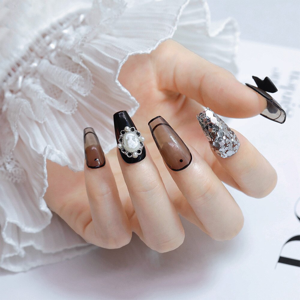 5 uds barroco Vintage belleza cabeza decoración de uñas accesorios de joyería dijes diamantes de imitación perla Metal suministros de manicura herramienta