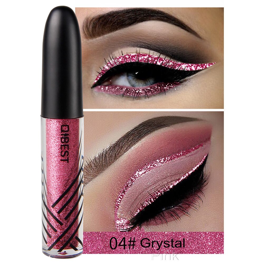 13 farver vandtæt flydende eyeliner glitter langtidsholdbar makeup eyeliner guld rød blå hvid eyeliner skinnende eyeliner: 04