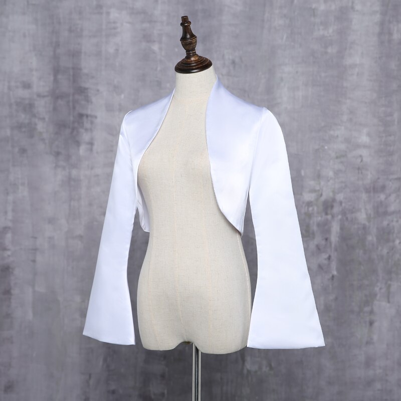 Hochzeit Jacken Braut Mit Langen Ärmeln Satin- Weiß Elfenbein Braut Shrugmantel Für Abendgesellschaft Bolero Renda