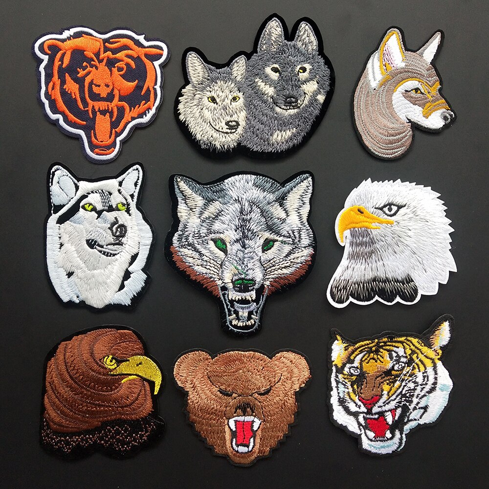 Tijger Wolf Adelaar Borduurwerk Patches Ijzer Op Patch Geborduurde Patchs Badge Applicaties Dier Voor Kleding Stickers Rugzak Zakken