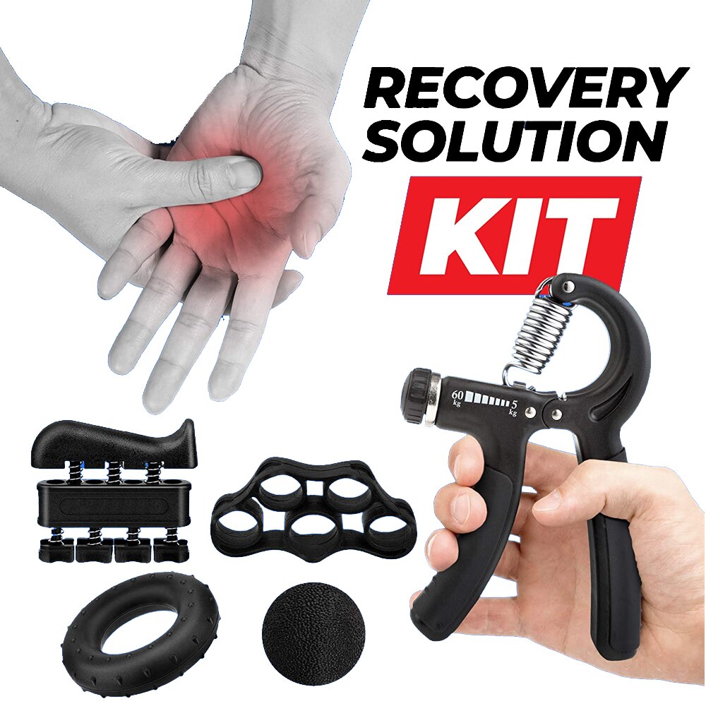 5 Pack Hand Grip Strength Trainer Kit Strengthener Exerciser Trainer Finger Forearm Strength Muscle Recovery Heavy Hand Gripper