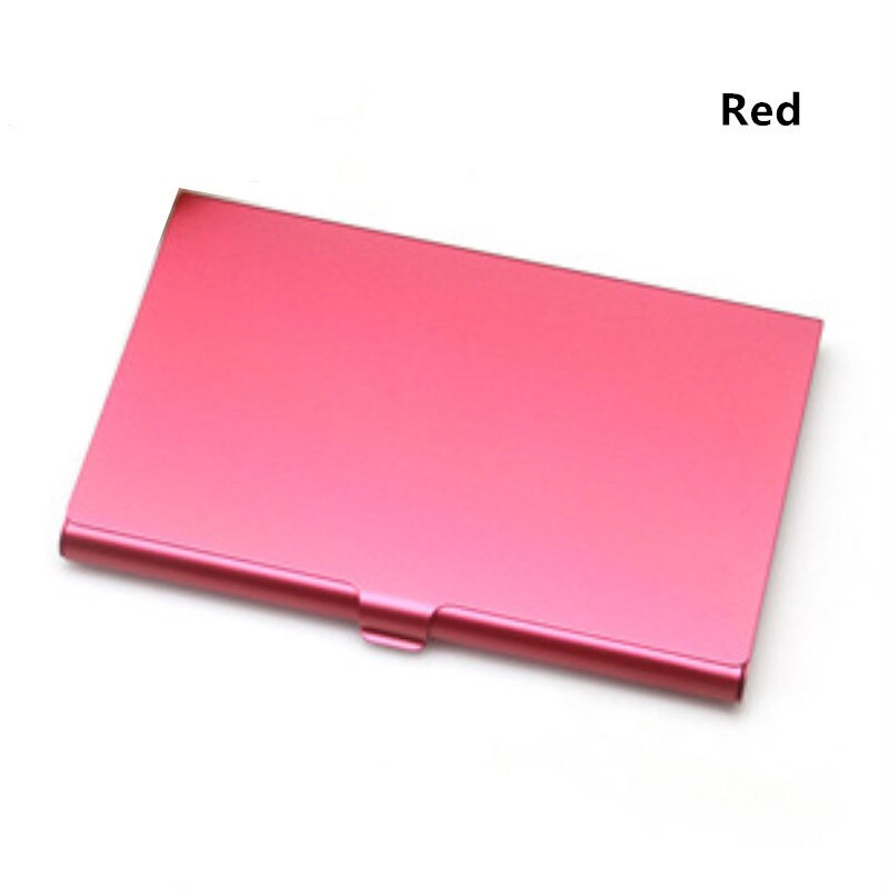 Casual Business Card Case Stainless Steel Aluminum Holder Metal Box Cover Credit Men Business Card Holder Metal Wallet: Red