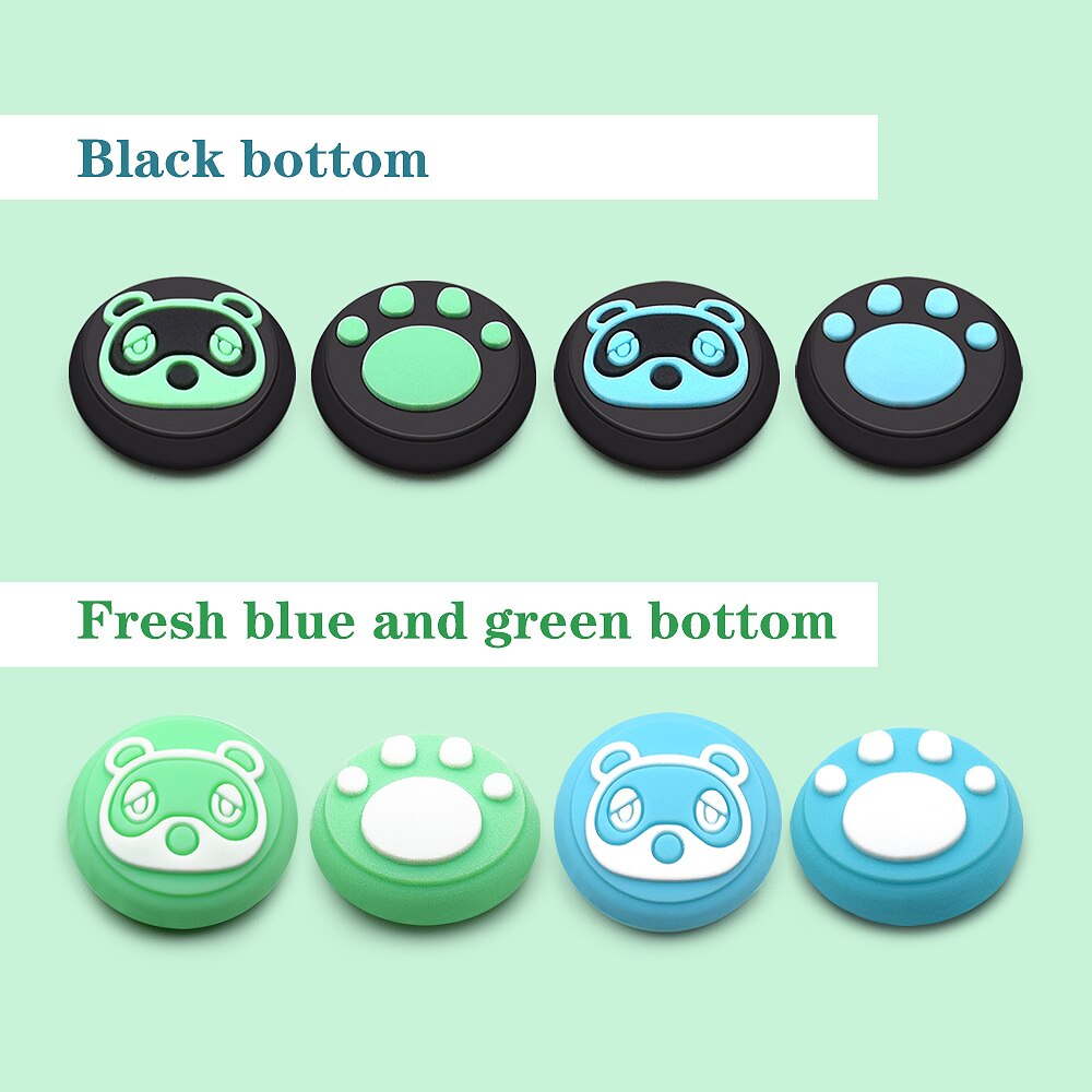 Animal Crossing Thumb Grip Stick Caps For Nintendo Switch/Lite Joystick Cover Cute Black Green Joycon Button Cases Accessories