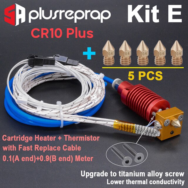 CR10 1.75mm J-head Hotend kit Aluminum Heat Block with Heater Thermistor Ender-3/CR-10/CR-10S With 0.4MM Nozzle 3D Printer Parts