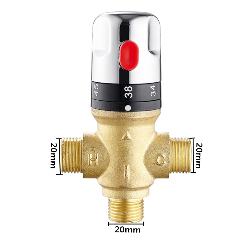 Boiler Aansluiting Thermostatische Mengkraan DN15 Messing Pijp Badkamer Water Temperatuurregeling Kraan Cartridges Thermostaat: DN15 brass color