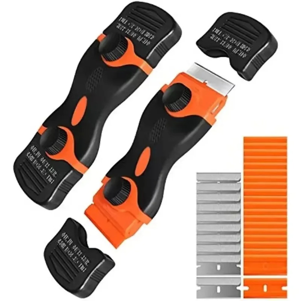 Window Glass Ceramic Cleaning Scraper Two Blades Plastic Handle Automotive Film Sticker Remover Tool