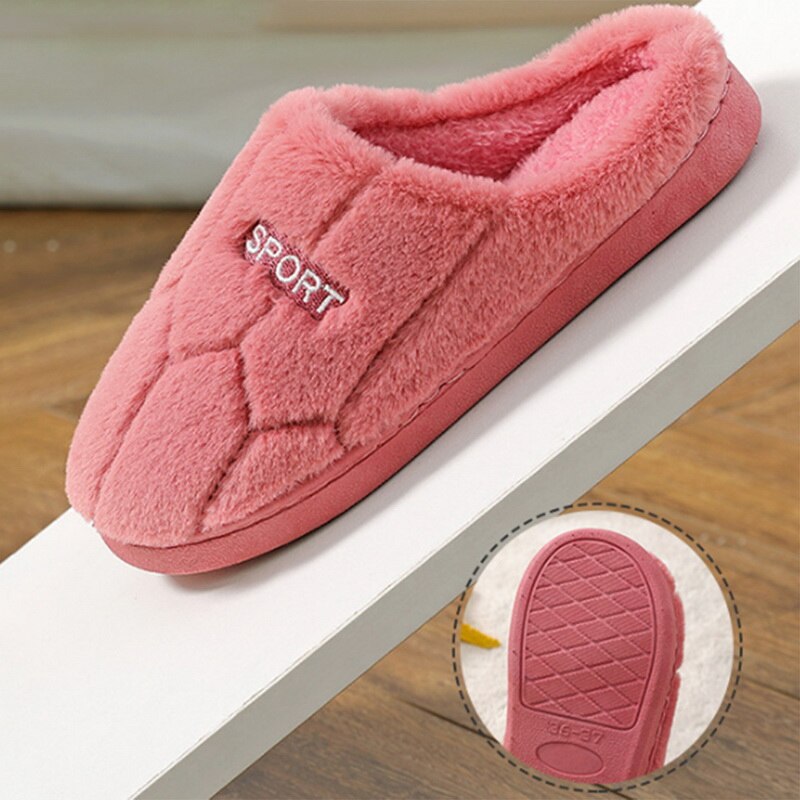 Winter Women Warm Home Shoe Plush Slippers Couples Warm Non-slip Floor House Slippers Soft Indoor Shoes For Man Floor Slides