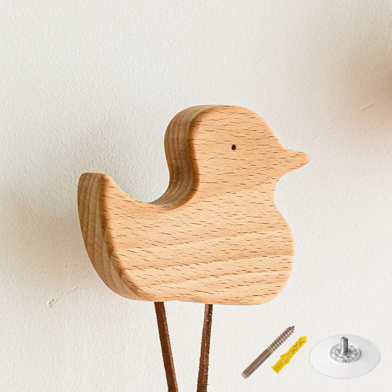 Ganchos de madera maciza para decoración de habitación, gancho de animales para colgar en la pared, gancho para llaves y abrigos, colgador de decoración del hogar, accesorios de baño y cocina, 1 Uds.: Verde militar