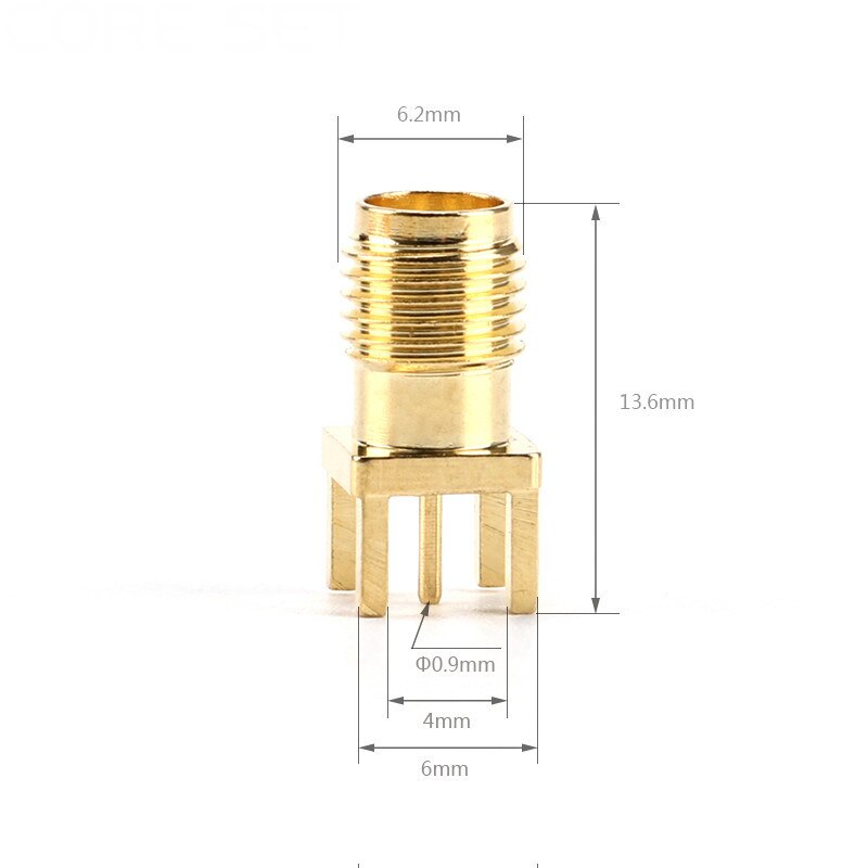 Clavija soldadura hembra SMA, borde de tuerca, Clip PCB, montaje recto, conector RF chapado en oro, soldadura de receptáculo, 2/5/10 Uds.