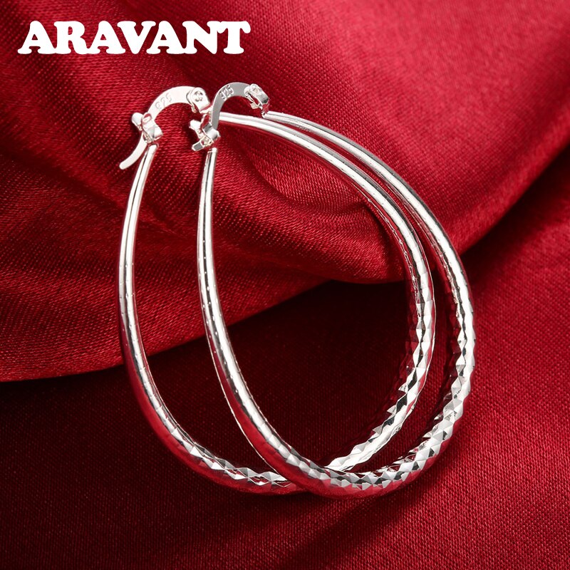 925 zilveren ovale creolen voor dames, zilveren trouwsieraden