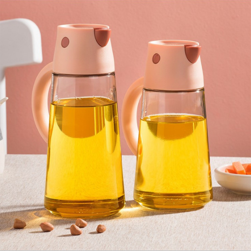 Kitchen Vinegar Jug Glass Oil Jug Dispenser Automatic Opening Household Bottle Oil and Vinegar Honey Olive Oil Container
