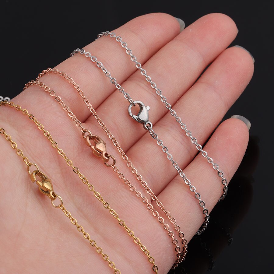 5 pz/lotto 316L in Acciaio Inox 1.5 millimetri di Larghezza 75cm di Lunghezza della Catena A Maglia Rolo con Il Catenaccio per il Pendente DIY collana Monili Che Fanno