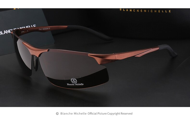 Aluminium Magnesium Mannen Zonnebril Gepolariseerde Sport Driving Night Vision Goggles Sunglass Vissen UV400 Randloze Zonnebril sunglasses men sun glasses man sunglass: brown brown